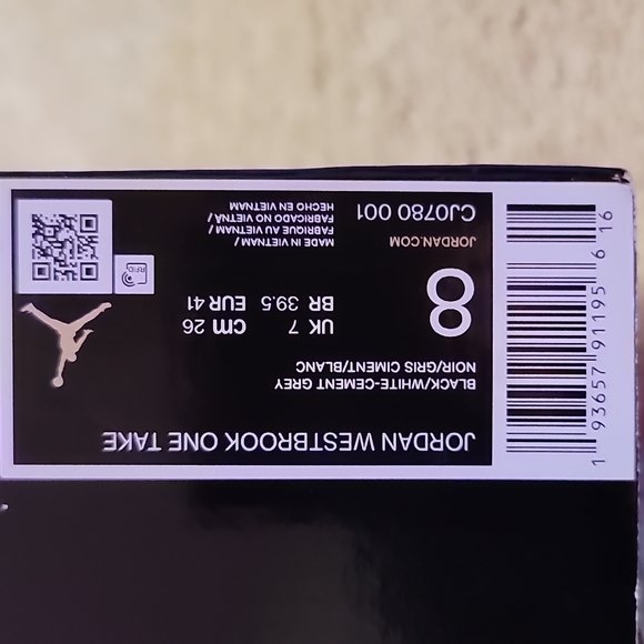 100% brand new Nike JORDAN (westbrook one take sneakers, - Picture 5 of 5